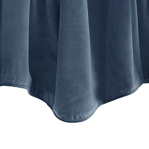 Jinchan Velvet Valance Window Treatments Room Darkening Valance For Windows Scalloped Valance Curtain For Living Room Window Topper Small Window Curtain Rod Pocket 1 Panel 18 Inch Length Slate Blue #TOP4