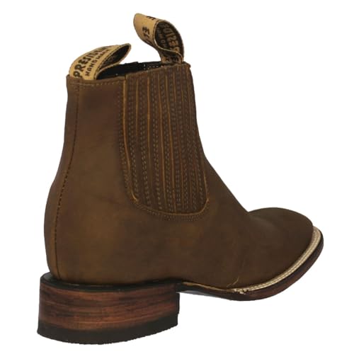 El Presidente Mens Honey Brown Chelsea Ankle Boots Leather Cowboy Western Pull On3