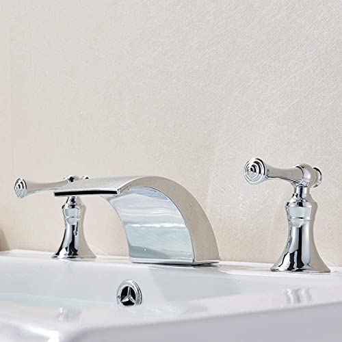 Robinet mitigeur de lavabo chromé de qualité supérieure avec bec cascade architectural