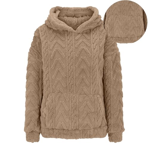 Sherpa Hoodies for Women Fleece Cable Knit Hoodies Fall Winter Warm Y2k Hoodie Oversized Sweatshirts For Women2