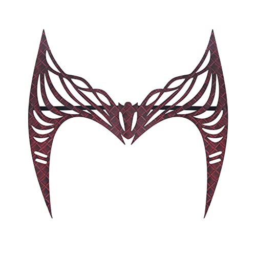 LOADREAM Women Tiara for Scarlet Witch Headpiece Wanda Maximoff Headwear Red Leather Crown Halloween Party Costume Props (B)