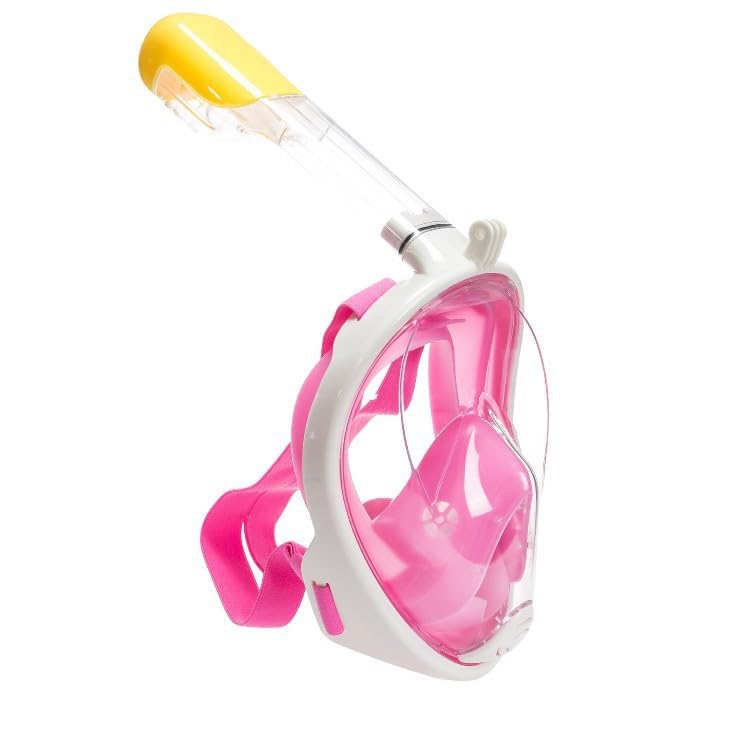 Image of VBM Full Face Snorkeling Mask Diving Gear - Dry Top System,180 Degree Panoramic View Snorkeling Mask with Camera Mount,Safe Breathing,Anti-Leak Anti-Fog-Swim Fins (Pink - L /XL)