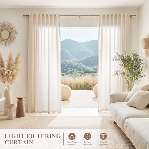 Image of Joywell Linen Curtains 40x90 Inches Long for Living Room Linen