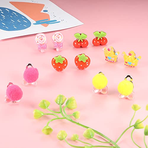 Ubgicig 30 Pairs Clip On Earrings For Egirls,Cute Animals Earrings For Women Colorful Flower Butterfly Earrings Set For Egirls,Non-Piercing Earrings For Sensitive Ear #TOP2
