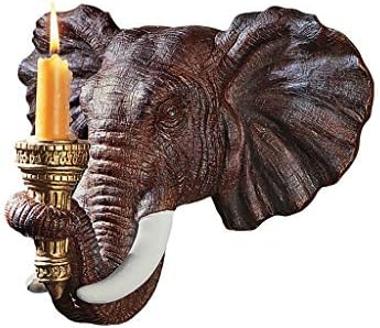 Design Toscano NG30614 Elephant African Decor Candle Holder Wall Sconce Sculpture, 12 Inch, Polyresin, Full Color,Single