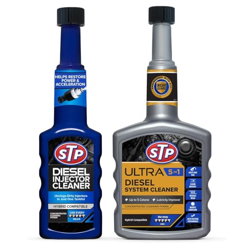 STP Diesel Combo Pack – 200ml Injector Cleaner + 400ml 5 in 1 Fuel System Cleaner – Cleans Injectors, Boosts MPG, Reduces Emissions, Restores Diesel Engine Performance