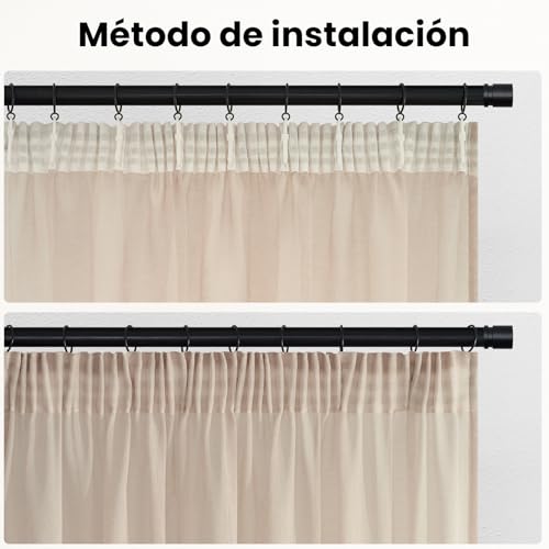 Topfinel Gardinen mit Kräuselband Vorhänge Leinen-Optik Transparent für Wohnzimmer Schlafzimmer Fenster Einfarbige Gardinen Beige 2er Set… – Ansicht 5