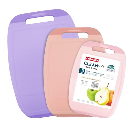 NEOFLAM® Biju – Schneidebrett Set 3tlg., antibakteriell, rutschfest