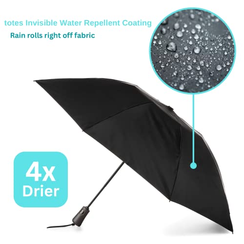 Totes Inbrella Reverse Closing Folding Umbrella – Inverted Closure Compact Umbrella – Portable, Windproof Rain-Resistant Travel Umbrella With Recycled Canopy, Automatic Open And Close, Flower Garden #TOP2