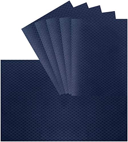 VCVCOO Anti-Stain Double Sided Placemats for Dining Table,13 by 19 inches Cloth Placemats Set of 6 Pieces, Navy Blue Waffle Woven Fabric Table Mats Machine Washable