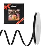 LIUYAXI Black Double Faced Satin Ribbon, 1/4" X Continuous 50 Yards, Thin Ribbons Perfect for Gift W