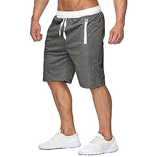 Davicher Pantalones Cortos para Hombre Cortos de Algodón Shorts Deportivos con Bolsillos Pantalón Cortos para Entrenamiento Fitness Casual Pantalones Cover
