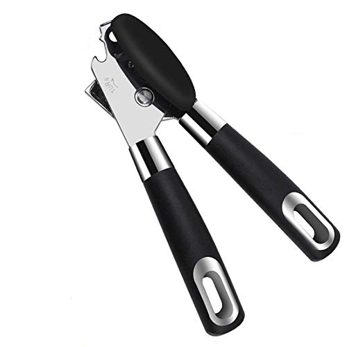 XINHUOKIT Can Opener-Commercial Can Opener-Professional Portable Can Opener-Stainless Steel Can Opener-Easy to Rotate Knob&Ergonomic Anti-skid Handle (black) (black1)