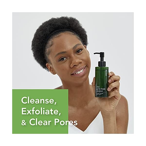 Cica Sensitive Skin Face Wash Cleanser - Korean Facial Cleansing Foaming Gel & Makeup Remover, Exfoliating, Acne, Great for Oily Skin