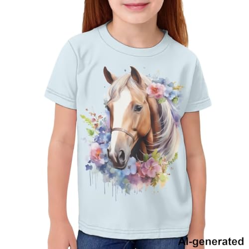 Image of Novelty 3D Graphic T Shirts for Kids Crew Neck Funny Animal Print Short Sleeve Girls Tshirts 3-16 Years