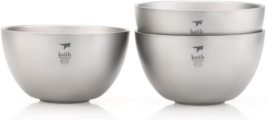 Keith Titanium Ti5355 Double-Wall Insulated Bowl, 28.7 oz | Plastic-Free and Eco-Friendly
