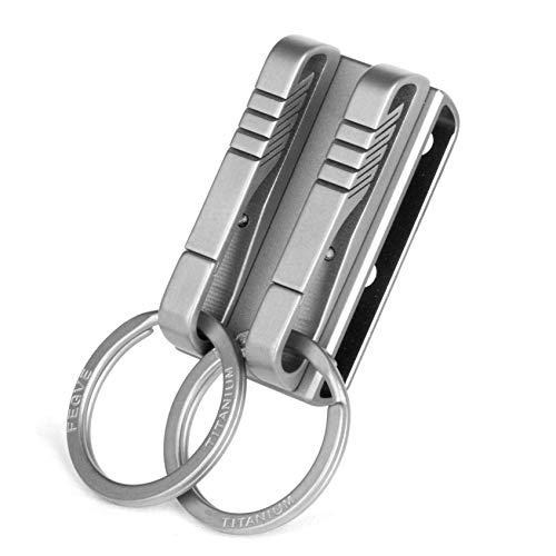 FEGVE Titanium Belt Loop Keychain with 2 Detachable Clips & Keyrings - Belt Key Ring Holder - Heavy Duty Belt Key Slip