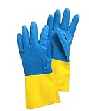 Liberty 2570SP Neoprene/Latex Liquid Proof Unsupported Glove with Flock Lined, Chemical Resistant, 28 mil Thickness, 13" Length, Small, Blue/Yellow (Pack of 12)