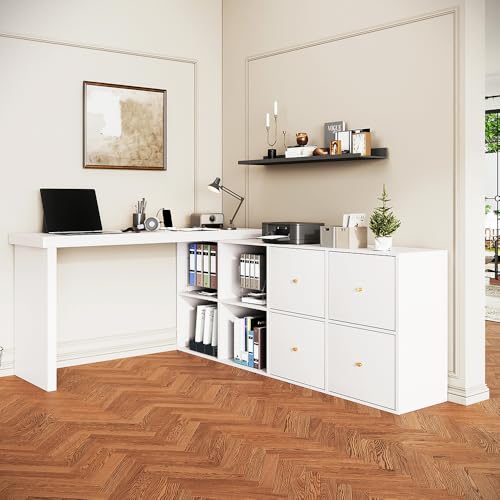 Sweiko Sideboard Table d'angle, Plateau pivotant à 360°,Peut être installée en L ou Droite,...