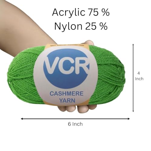 Image of VCR Forest Green Cashmere Knitting Yarn, 100 Grams Hank, 265 Meters Length, Acrylic 75% and Nylon 25%, Soft Crosia Thread for Crochet and Knitting, Suitable for Sweaters, Pullovers and Jackets