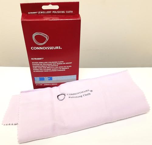 Connoisseurs Silver Polishing Cloth | Ultrasoft Silver Jewellery Cleaning Cloth to Buff & Restore Shine - 100% Cotton Fiber - 28 x 35cm