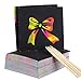 Produktbild 200 Blätter Kratzbilder (85x85mm) Kratzpapier Malerei zum Zeichnen und Basteln mit 4 Holzstiften als Mitgebsel und Geschenk Geburtstag für Kinder DIY Einschulung Schulanfang