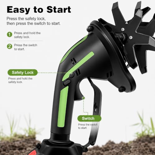 Cultivador de cultivador inalámbrico de 21 V con poste de 1,3 m para labranza sin esfuerzo 4