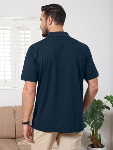 Corna Cotton Blend Men's Polo Shirts Short Sleeve Casual Stylish Solid Performance Dry Fit Golf Shirts for Men4