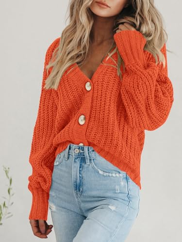 Image of PRETTYGARDEN Women's Chunky Knit Open Front Sweater Long Sleeve Button Loose Short Cardigan Outerwear Coats