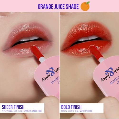 Image of Blue Heaven Glossy Blush & Juicy Lip & Cheek Tint Infused with Pomegranate & Strawberry Extract|Multipurpose 3 in 1 Lip Tint|Long Lasting, Water Proof & Hydrating Liquid Blush, Orange Juice, 9ml