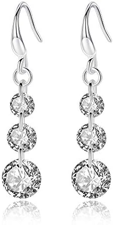 LEVIOLET 925 Sterling Silver Jewellery Hypoallergenic Round Cut 5A Cubic Zirconia CZ Drop Earrings for women