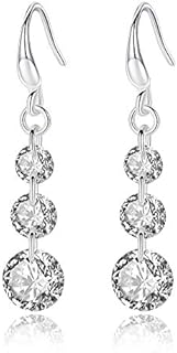 LEVIOLET 925 Sterling Silver Jewellery Hypoallergenic Round Cut 5A Cubic Zirconia CZ Drop Earrings for women