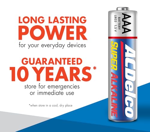 Image of ACDelco AAA Batteries, Maximum Power Super Alkaline Battery, 10-Year Shelf Life, Recloseable Packaging, 200 Count (Pack of 2)