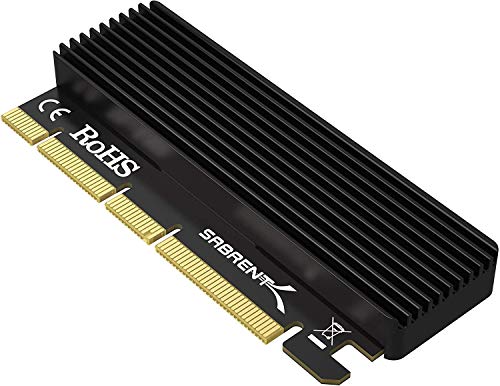 Sabrent Adaptateur M.2 SSD NVMe à PCIe avec dissipateur Thermique en Aluminium et Tampon Thermique, Carte M.2 NVMe vers PCIE 3.0 X16/X8/X4, Prise en Charge du SSD M2 2230 2242 2260 2280 (EC-PCIE)