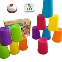Zenova Quick Stacking Cups Game,Speed Stacking Cup Toy with 12 Stack Cups,50 Challenge Cards & 1 Bell,Fun Interactive Stackable Nesting Cup,Parent-Child Interactive Family Game for Kids Party Travel