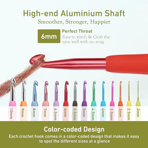Image of 6mm Crochet Hook, Super Smooth 6 mm Ergonomic Crochet Hooks for Beginners, Comfort Crochet Needle for Arthritics, 1 Pack