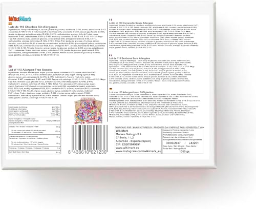 Megabox mit 110 Süßigkeiten ohne Allergene, Bonbons und Bonbons – perfekt für Geburtstage, Partys, Weihnachten, Halloween. Glutenfrei und laktosefrei. Enthält Erdbeerzungen.