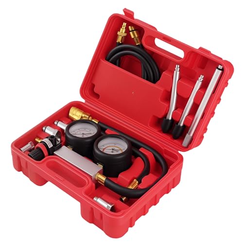 maXpeedingrods Cylinder Leak Down Tester Kit, Gasoline Engine Compression Tester, Dual Gauge Leakdown Detector Tool Set for Pressure Check & Leakage Rate Test, with Extension Rod