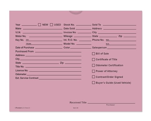 Printed Vehicle Deal Envelopes 9x12 (100) Pink