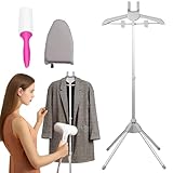 Rppiup Steamer Stand, Folding Telescopic clothes steamer stand With Ironing Gloves & Hair roller, Handheld Garment Steamer Rack, Height Adjustable Clothes Hanger for Home Steam Ironing Shirts (gray)