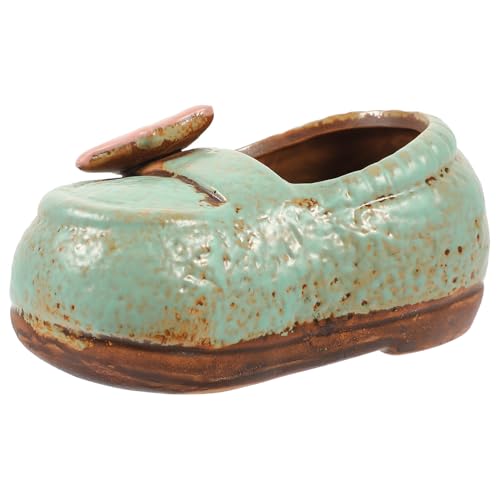 Levemolo Hand-painted Boot Shape Ceramic Flower Planter Pot for Indoor Outdoor Garden Decorative Bonsai Pot Suitable for Balcony Desktop Office Ornamental Greenery