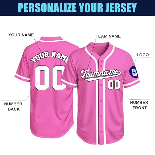 Image of Custom Baseball Jersey Personalized Stitched or Printed Name Number Baseball Shirt Sports Uniform Gifts for Men Women Youth