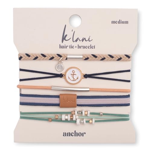 K'lani Anchor Bracelets for Women – Elastic Bracelets and Boho Hair Ties – Cute Hair Ties for Women and Hair Tie Accessories – Stylish Bracelets Boho Style for Hair and Wrist – Set of 5 (Small)
