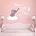 Dream Big Little One Elephant Wall Decal, Quote Wall Stickers, Baby Room Wall Decor, Vinyl Wall Decals for Children Baby Kids Boy Girl Bedroom Nursery Decor Y42 (Soft Pink, White(Girl))