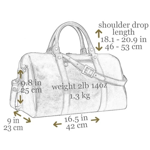Image of Time Resistance Full Grain Leather Small Duffel Bag - Gym Weekender Overnight Bag (Brown)