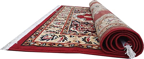 Image of Acrylic Rectangular Carpet for Hall | Mat for Living Room | 6x8 Feet Red | Anti-Skid Carpets | Carpet for Bedroom Floor | Galicha for Hall | Home & Decor (180x230 CM - Red Color)