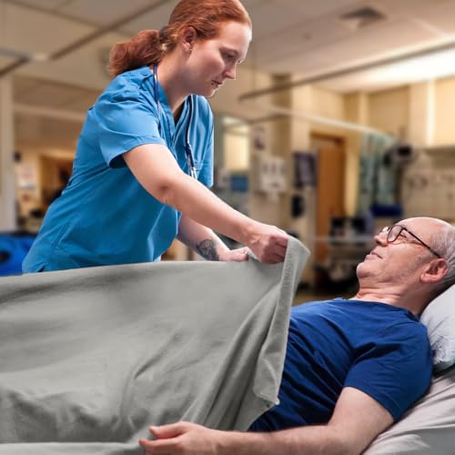 Avalon Bedding Hospital Blankets Twin Size 100% Cotton Thermal Blanket Hospital Style Blanket - Lightweight Hospital Blanket - Hospital Blankets - General Hospital Blanket Twin 70x90 Inches (Grey)