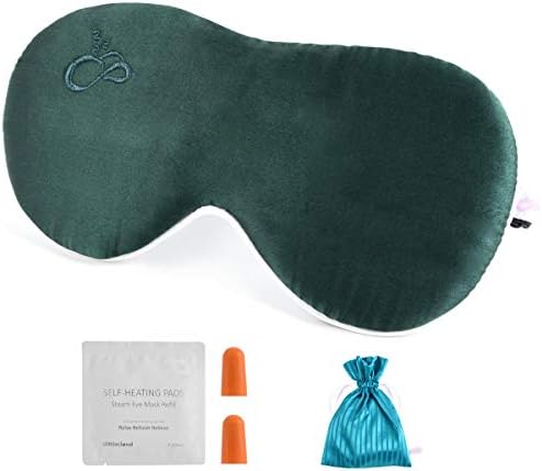 alittlecloud Silk Sleep Mask,Ergonomic & Blindfold Eye Mask for Travel/Naps/Yoga,Super Soft/Smooth/Lightweight with Adjustable Strap for Women/Men,Dark Green