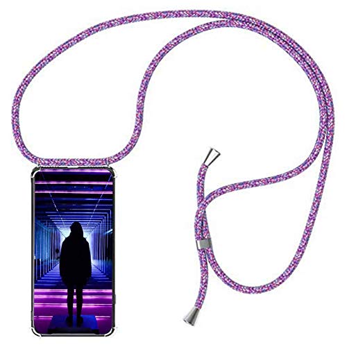 SIMao Funda con Cuerda para OPPO Find X2 Neo/Reno 3 Pro 5G Funda con Cadena para Teléfono Móvil con Correa Ajustable Transparente TPU Silicona Carcasa con Collar de Cordón Funda con Cordón de Colgar