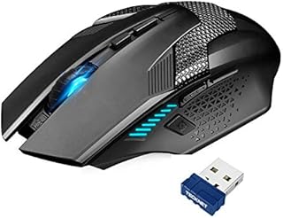 TECKNET Raptor 2.4G bezprzewodowa mysz gamingowa, 8 przycisków, 4800 DPI, 20 milionów kliknięć, profesjonalny komputer optyczny, bezprzewodowa mysz z nano Receiver
